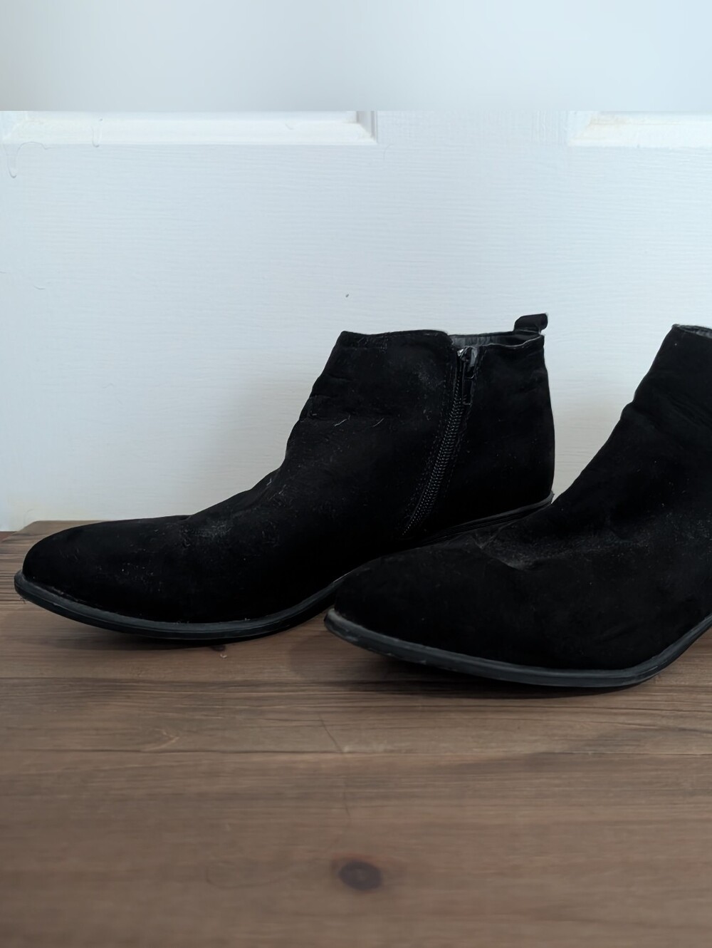 Men's Black Suede Ankle Boots with Side Zip